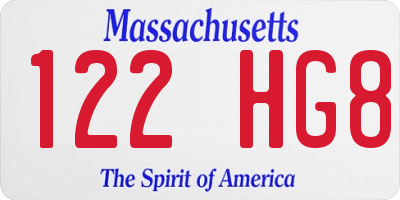 MA license plate 122HG8