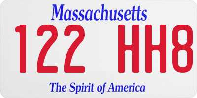 MA license plate 122HH8