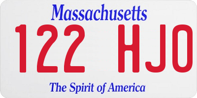 MA license plate 122HJ0