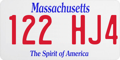 MA license plate 122HJ4