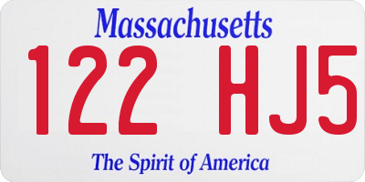MA license plate 122HJ5
