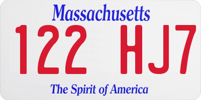 MA license plate 122HJ7