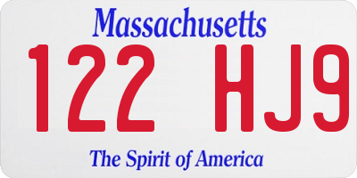 MA license plate 122HJ9