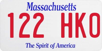 MA license plate 122HK0