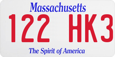 MA license plate 122HK3