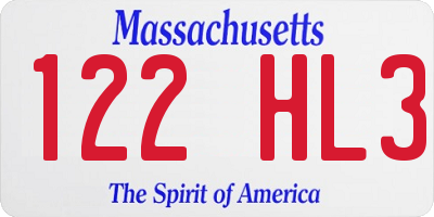 MA license plate 122HL3