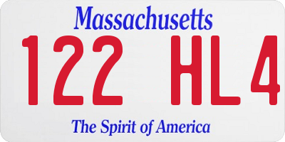 MA license plate 122HL4