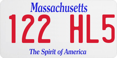 MA license plate 122HL5