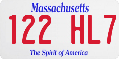 MA license plate 122HL7
