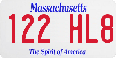 MA license plate 122HL8