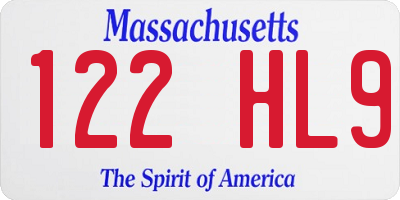 MA license plate 122HL9