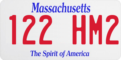 MA license plate 122HM2