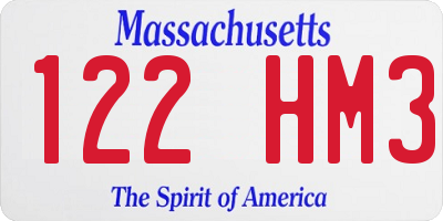 MA license plate 122HM3