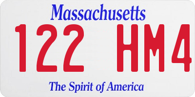 MA license plate 122HM4