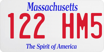 MA license plate 122HM5