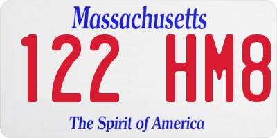 MA license plate 122HM8