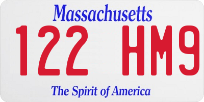 MA license plate 122HM9
