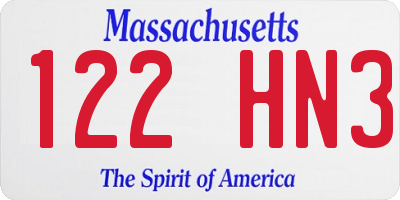 MA license plate 122HN3