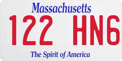 MA license plate 122HN6