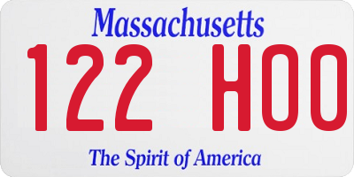 MA license plate 122HO0