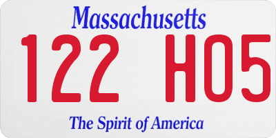 MA license plate 122HO5