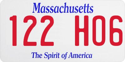 MA license plate 122HO6