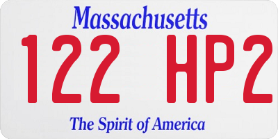 MA license plate 122HP2
