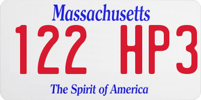 MA license plate 122HP3