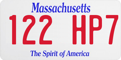 MA license plate 122HP7