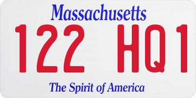 MA license plate 122HQ1