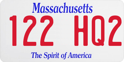 MA license plate 122HQ2