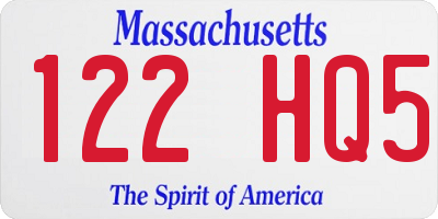 MA license plate 122HQ5