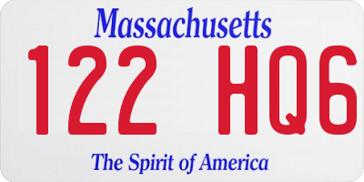 MA license plate 122HQ6