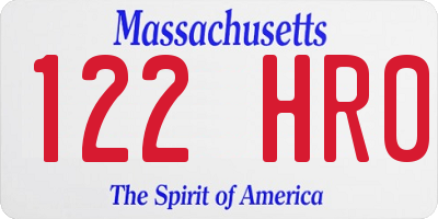MA license plate 122HR0