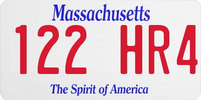 MA license plate 122HR4