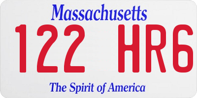 MA license plate 122HR6