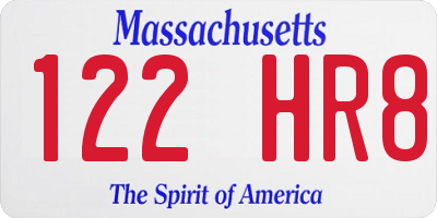MA license plate 122HR8