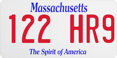 MA license plate 122HR9