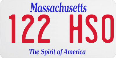 MA license plate 122HS0