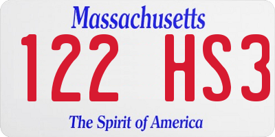 MA license plate 122HS3