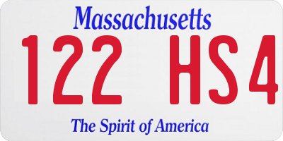 MA license plate 122HS4