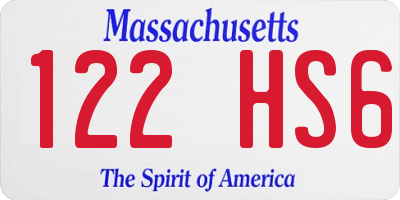MA license plate 122HS6