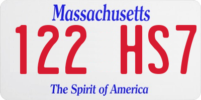 MA license plate 122HS7