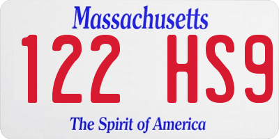 MA license plate 122HS9
