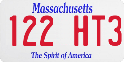 MA license plate 122HT3