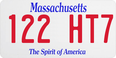 MA license plate 122HT7