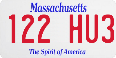 MA license plate 122HU3