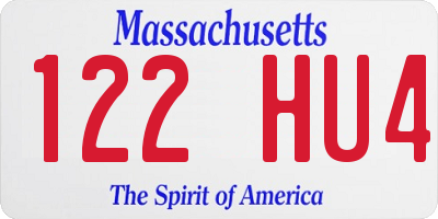 MA license plate 122HU4