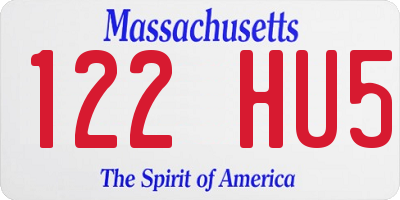 MA license plate 122HU5