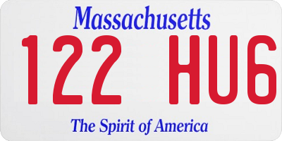 MA license plate 122HU6